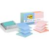 imageBundle of Postit Note Dispenser White Base with Steel Top and Postit Popup Notes 3 in x 3 in 1 Pad in Aqua Splash 12 Pads in Alternating Pastel Colors