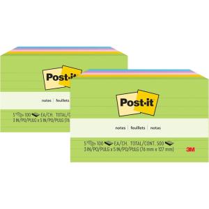Post-it Notes, 3 in x 5 in, 5 Lined Sticky Notes Pads, 100 Sheets per Pad, Floral Fantasy Collection, School Supplies and Oﬃce Products(500 Count (Pack of 2))