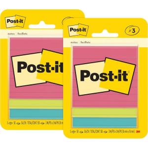 Post-it Notes, 3×3 in, 3 Pads, America’s #1 Favorite Sticky Notes, Poptimistic Collection, Bright Colors (Magenta, Pink, Blue, Green), Clean Removal, Recyclable (6301-B) (Pack of 2)