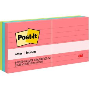 Post-it Notes, 3×3 in, 6 Pads, America’s #1 Favorite Sticky Notes, Poptimistic Collection, Bright Colors (Magenta, Pink, Blue, Green), Clean Removal, Recyclable (630-6AN)
