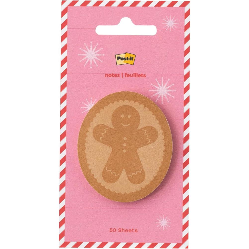 imagePostit Jingle Sticky Notes Candy Design 18 in x 18 in 1 CandyShaped Christmas Themed Cute Sticky Note Pad with 50 SheetsGingerbread Man
