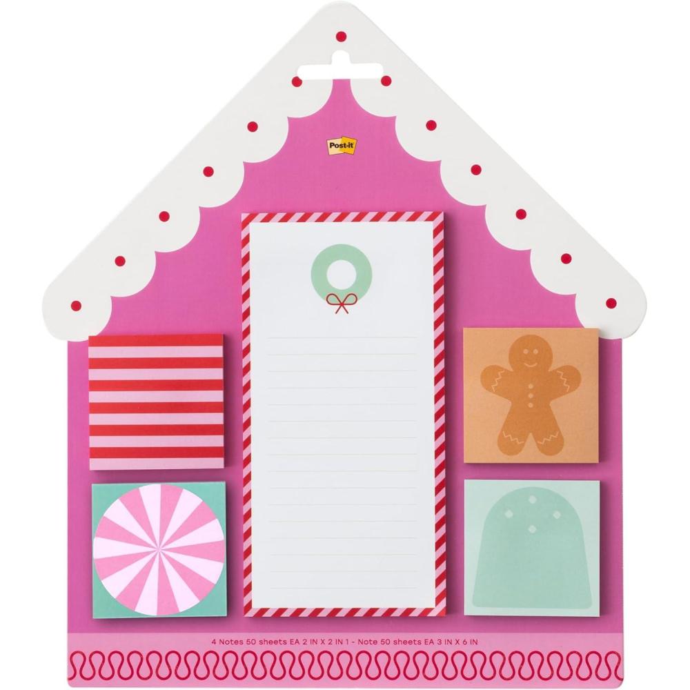 imagePostit Jingle Sticky Notes ampamp Label Sheets Christmas Hostess Present Assorted Sizes 2 Holiday Themed Cute Sticky Note Pads and 3 Gift Label SheetsJingle Sticky Notes Gift Set