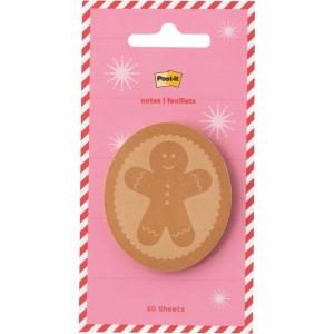 Post-it Jingle Sticky Notes, Candy Design, 1.8 in. x 1.8 in., 1 Candy-Shaped Christmas Themed Cute Sticky Note Pad with 50 Sheets(Gingerbread Man)