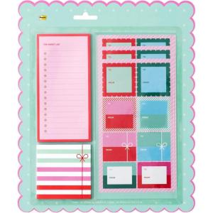 Post-it Jingle Sticky Notes & Label Sheets, Christmas Hostess Present, Assorted Sizes, 2 Holiday Themed Cute Sticky Note Pads and 3 Gift Label Sheets(Jingle Sticky Notes + Label Sheets)