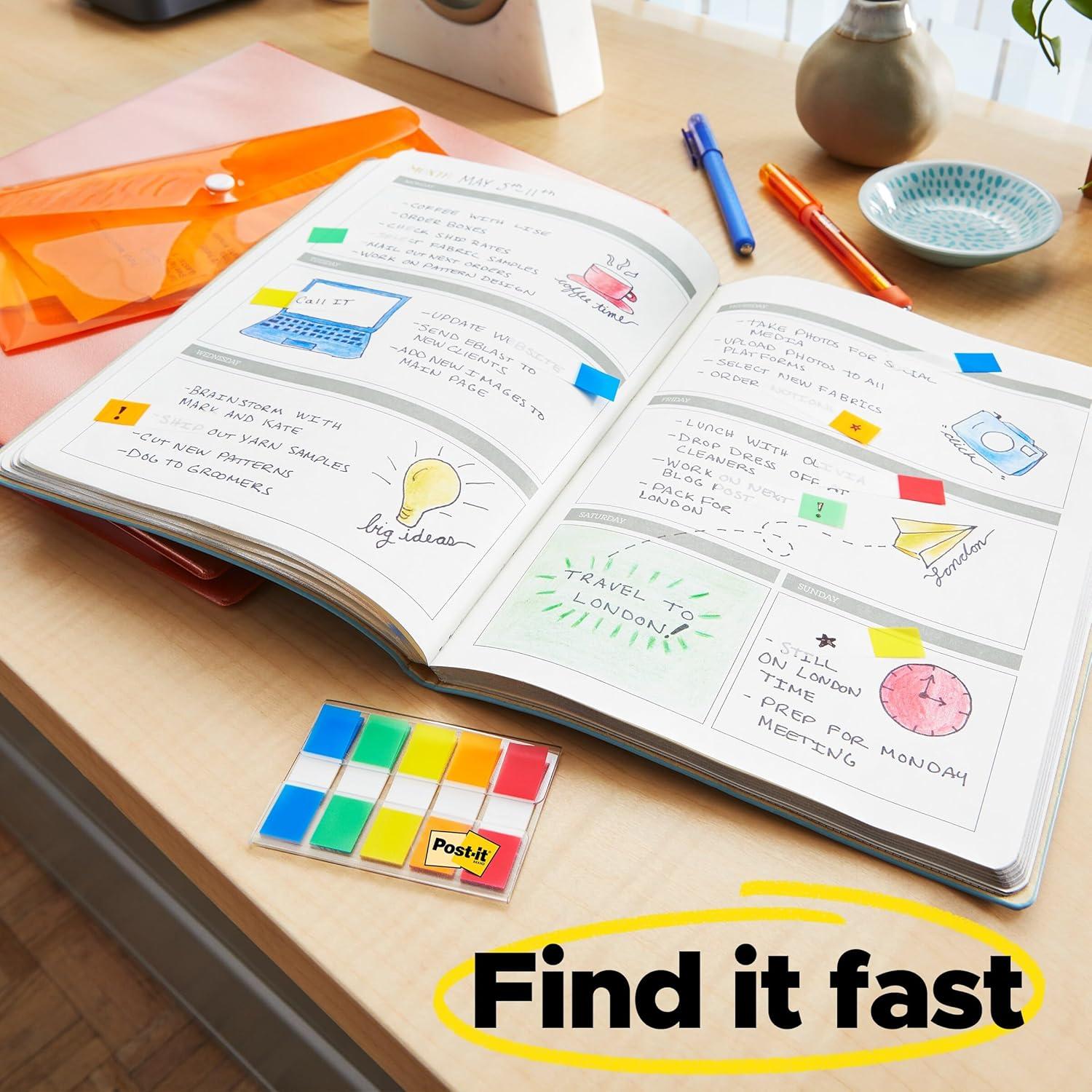 imagePostit Flags 60OnTheGo Dispenser 1 DispenserPack 1 in Wide Purple Blue Green 680PBG Pack of 2Multicolor