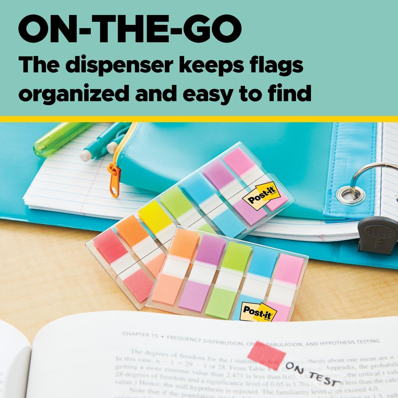 imagePostit Flags 60OnTheGo Dispenser 1 DispenserPack 1 in Wide Purple Blue Green 680PBG Pack of 2Multicolor
