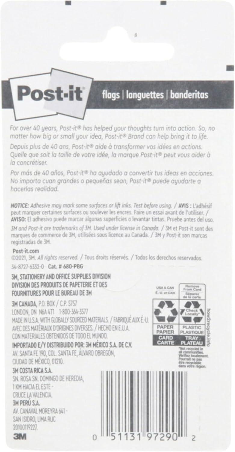 imagePostit Flags 60OnTheGo Dispenser 1 DispenserPack 1 in Wide Purple Blue Green 680PBG Pack of 2Purple  Blue  Green