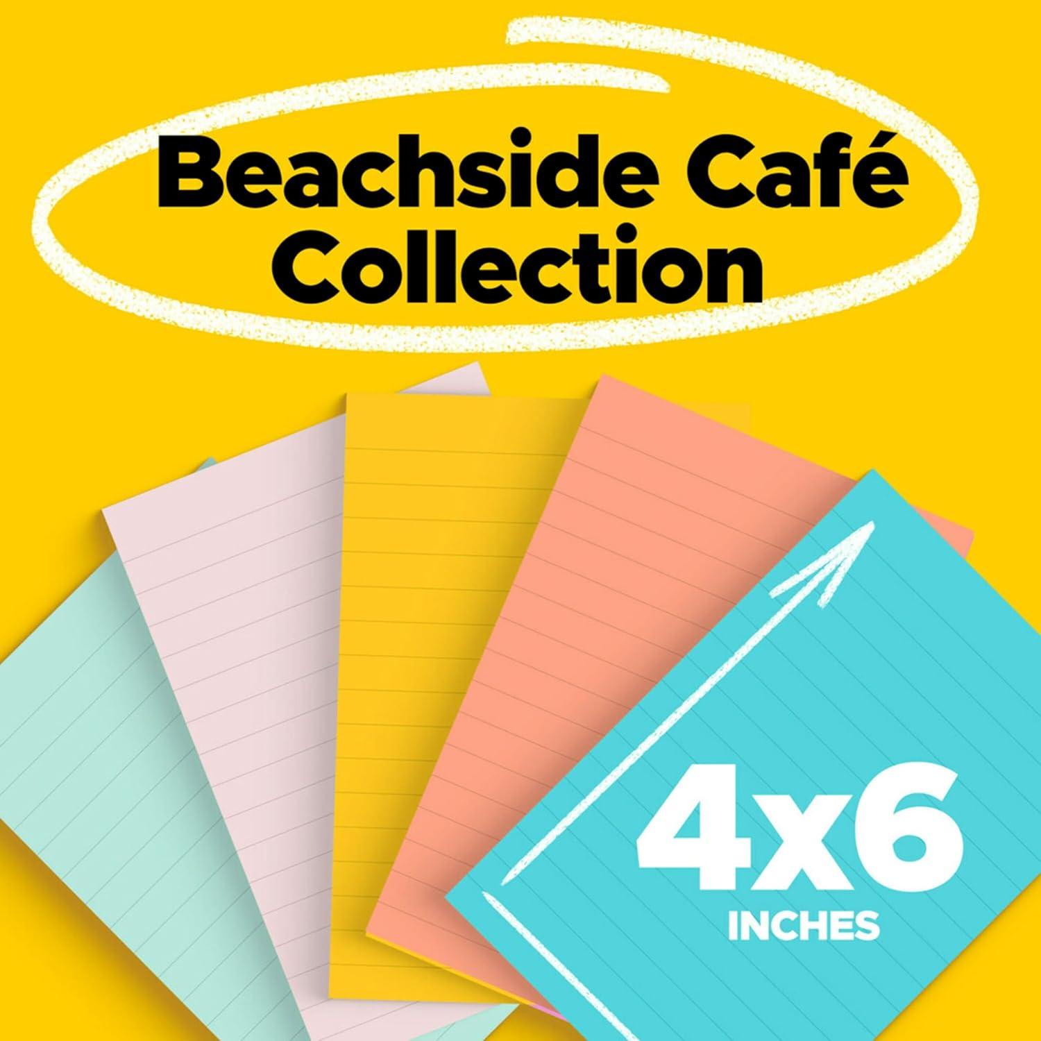 imagePostit Notes Beachside Cafe Collection 4x6 in 5 Pads 660 Sheets and Postit Super Sticky Notes Bright Colors Collection 3x3 in 24 Pads 1680 SheetsSticky Note  Sticky Notes  3x3 in