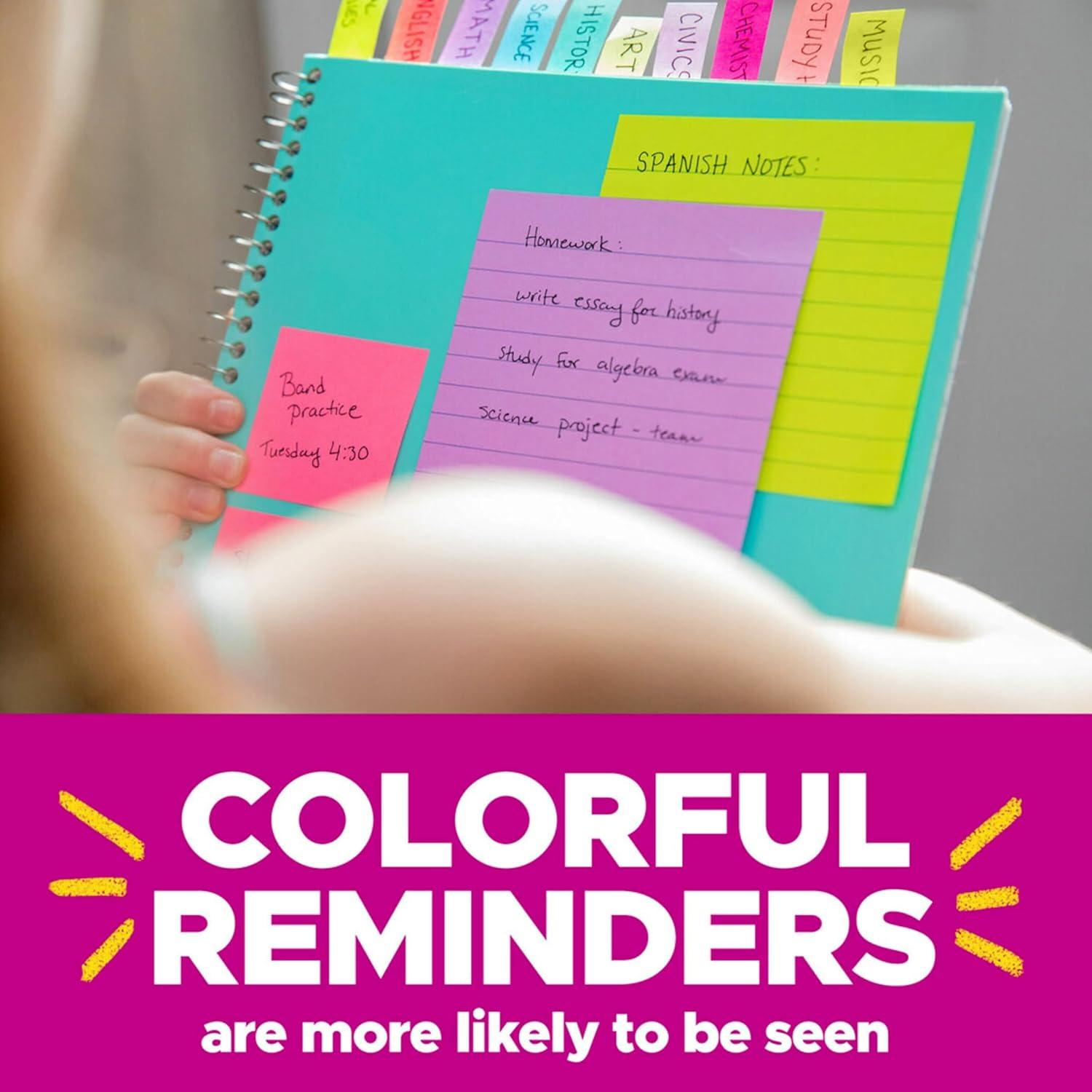 imagePostit Notes Beachside Cafe Collection 4x6 in 5 Pads 660 Sheets and Postit Super Sticky Notes Bright Colors Collection 3x3 in 24 Pads 1680 SheetsSticky Note  Sticky Notes  3x3 in