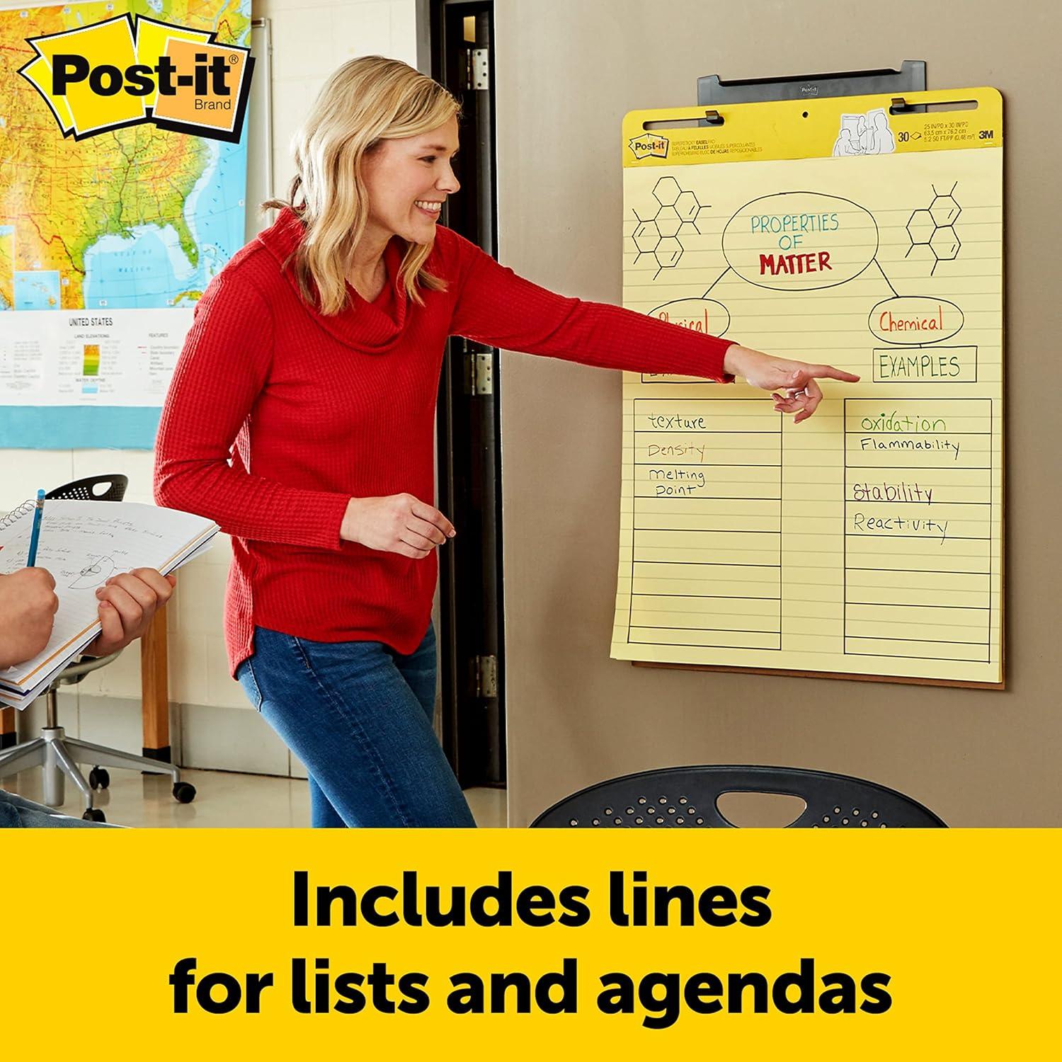 imagePostit Super Sticky Easel Pad 25 in x 30 in Sheets Yellow Paper with Lines 30 SheetsPad 2 PadsPack Great for Virtual Teachers and Students 561 ampamp Super Sticky Wall Easel Mounting SystemPad Super Sticky Wall Easel Mounting System