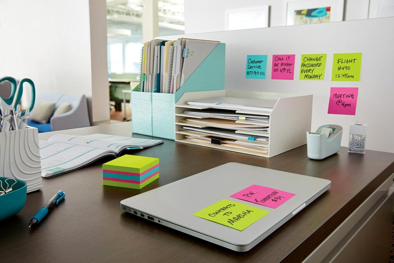 imagePostit Super Sticky Notes 3 in x 3 in 1 Cube 2X The Sticking Power Bright Colors Recyclable 2027SSGFA Pack of 21 Count Pack of 2