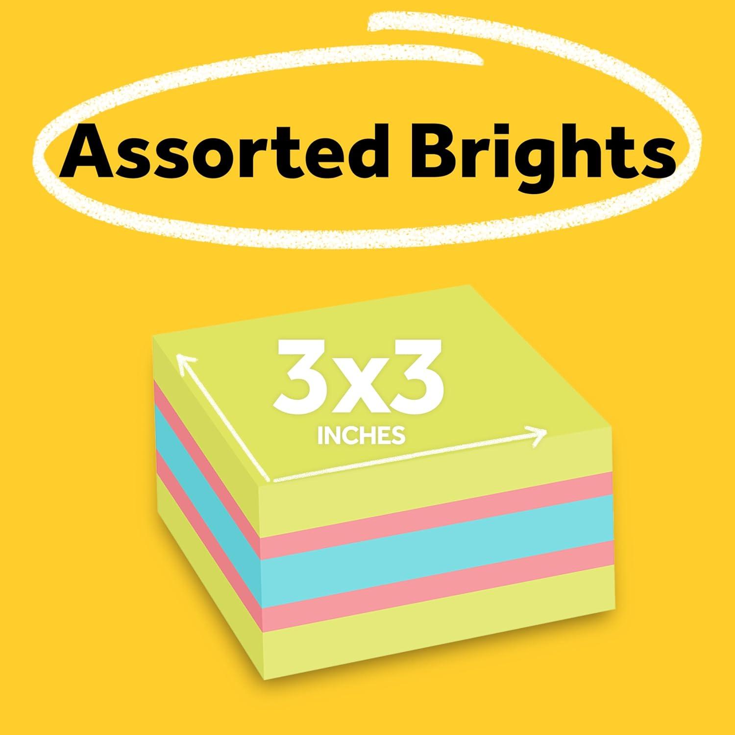 imagePostit Super Sticky Notes 3 in x 3 in 1 Cube 2X The Sticking Power Bright Colors Recyclable 2027SSGFA Pack of 23 x 3