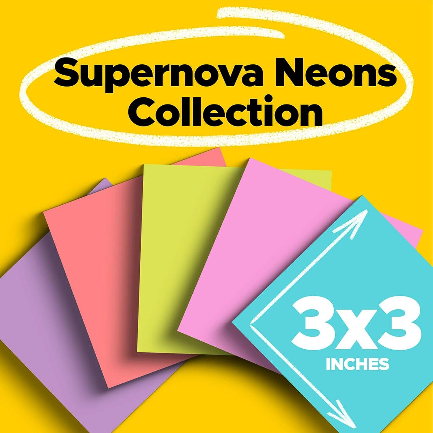 imagePostit Super Sticky Notes 3x3 in 12 Pads 2X The Sticking Power Supernova Neons Bright Colors Recyclable 65412SSMIA ampamp Notes 15x2 in 24 Pads Americas 1 Favorite Sticky Notes Beachside