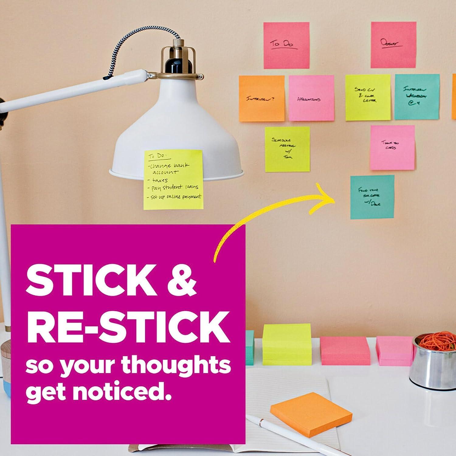imagePostit Super Sticky Notes 4x4 in 6 Pads 2X The Sticking Power Canary Yellow Recyclable 6756SSCY Pack of 2