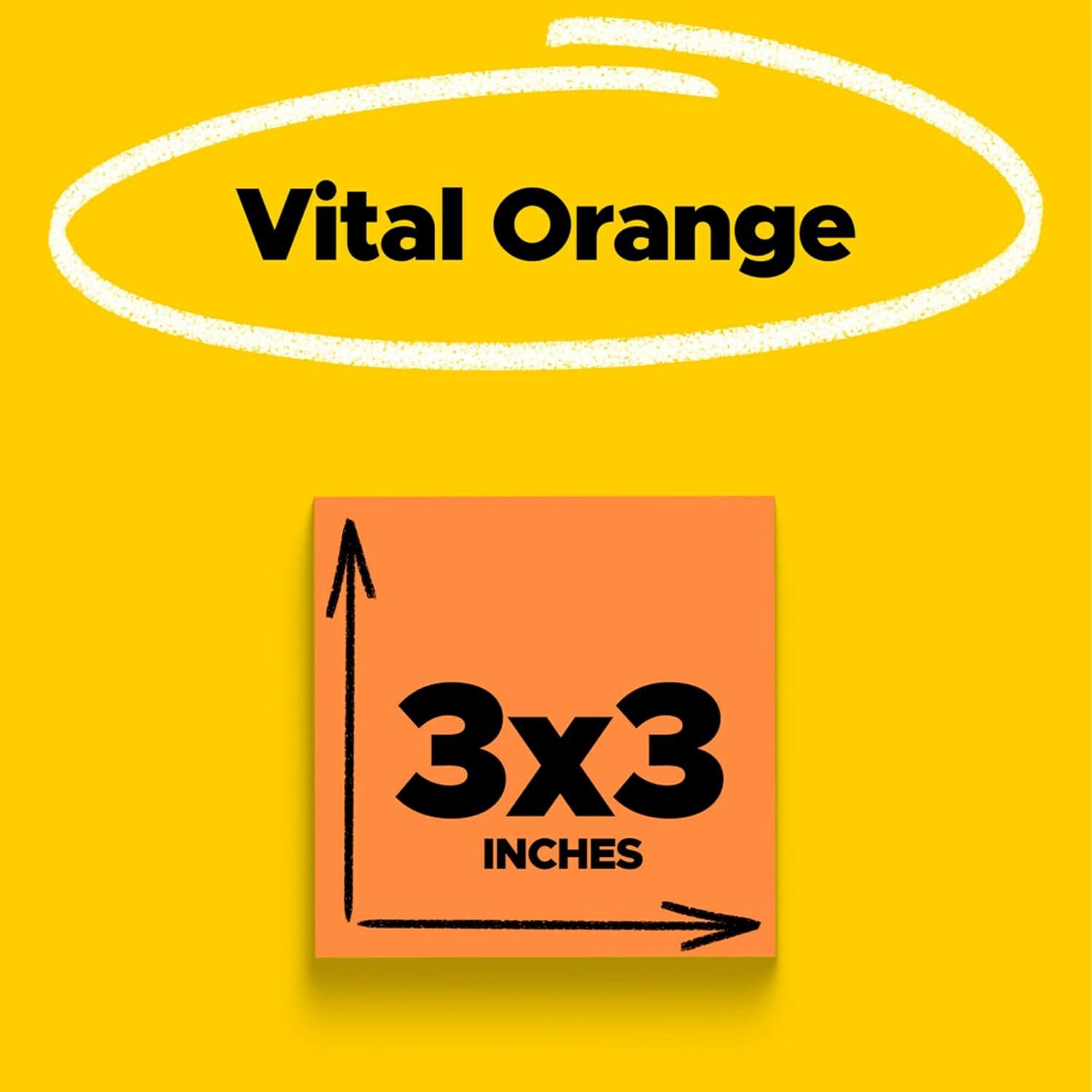 imagePostit Super Sticky Notes 5 Sticky Note Pads 3 x 3 in School Supplies Office Products Sticky Notes for Vertical Surfaces Monitors Walls and WindowsVital Orange Pack of 25 Pads Pack of 2