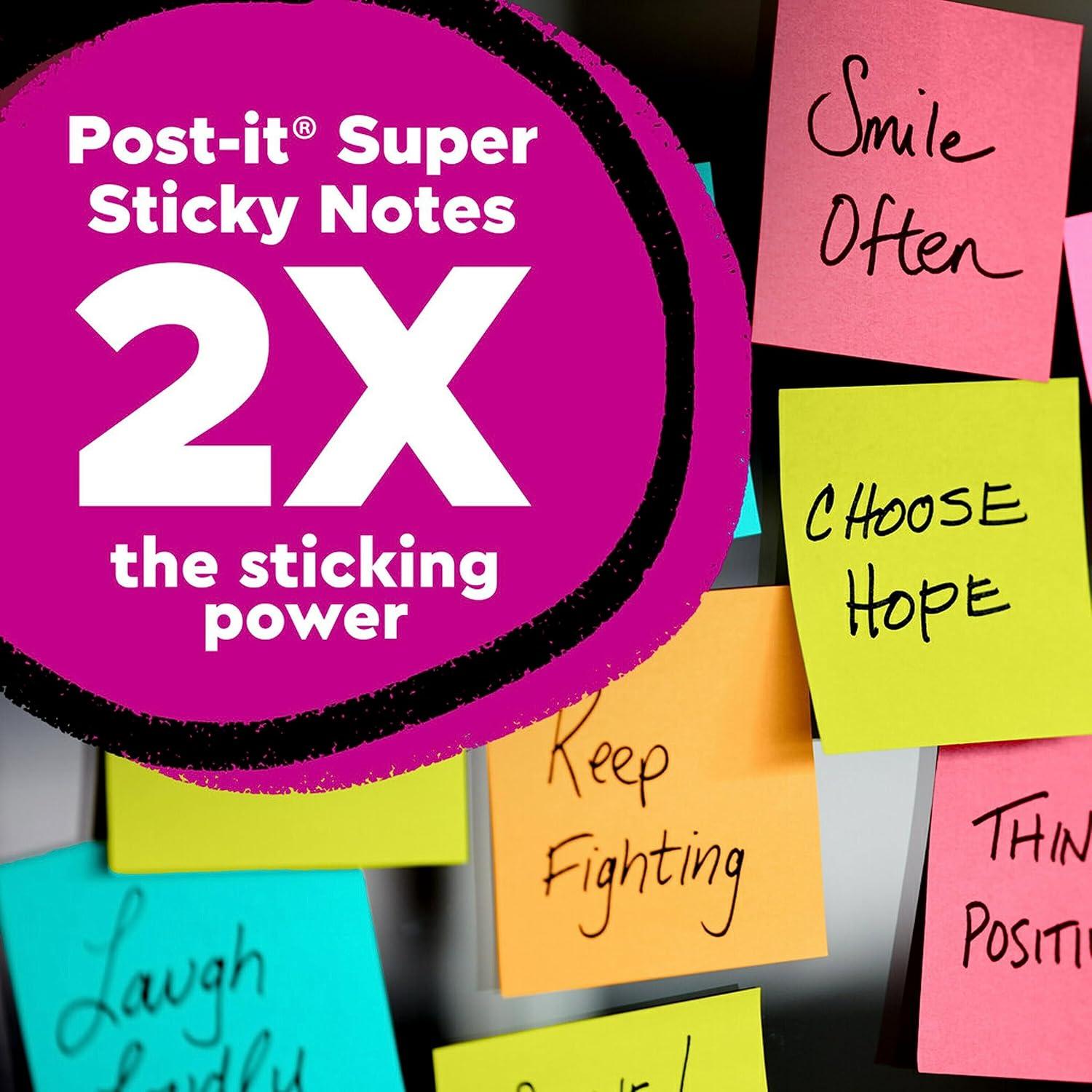 imagePostit Super Sticky Notes Value Pack 24 Pads Convenient School Bus Carry and Storage Case ampamp Super Sticky Notes 3x3 in 24 Pads 2X The Sticking Power Supernova Neons Bright Colors