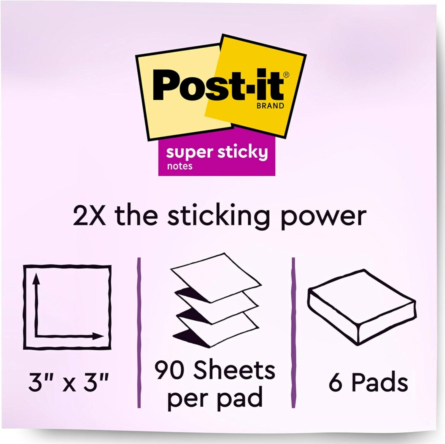 imagePostit Super Sticky Popup Notes 3x3 in 6 Pads 2x the Sticking Power Oasis Collection Cool Colors Recyclable R3306SST Pack of 3