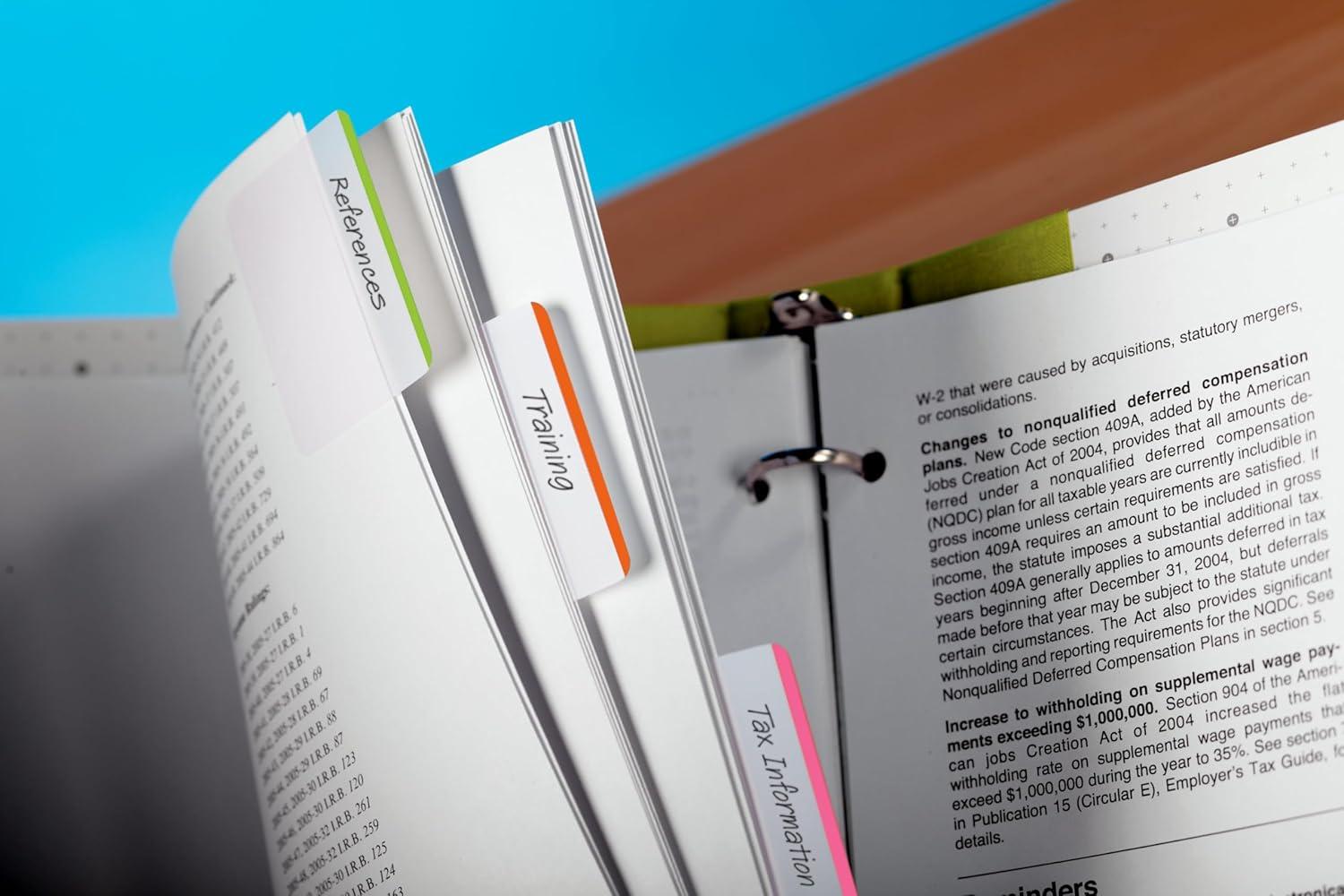 imagePostit Tabs  2 Inch Assorted Bright Colors 4 Colors 24 TabsPack Pack of 2