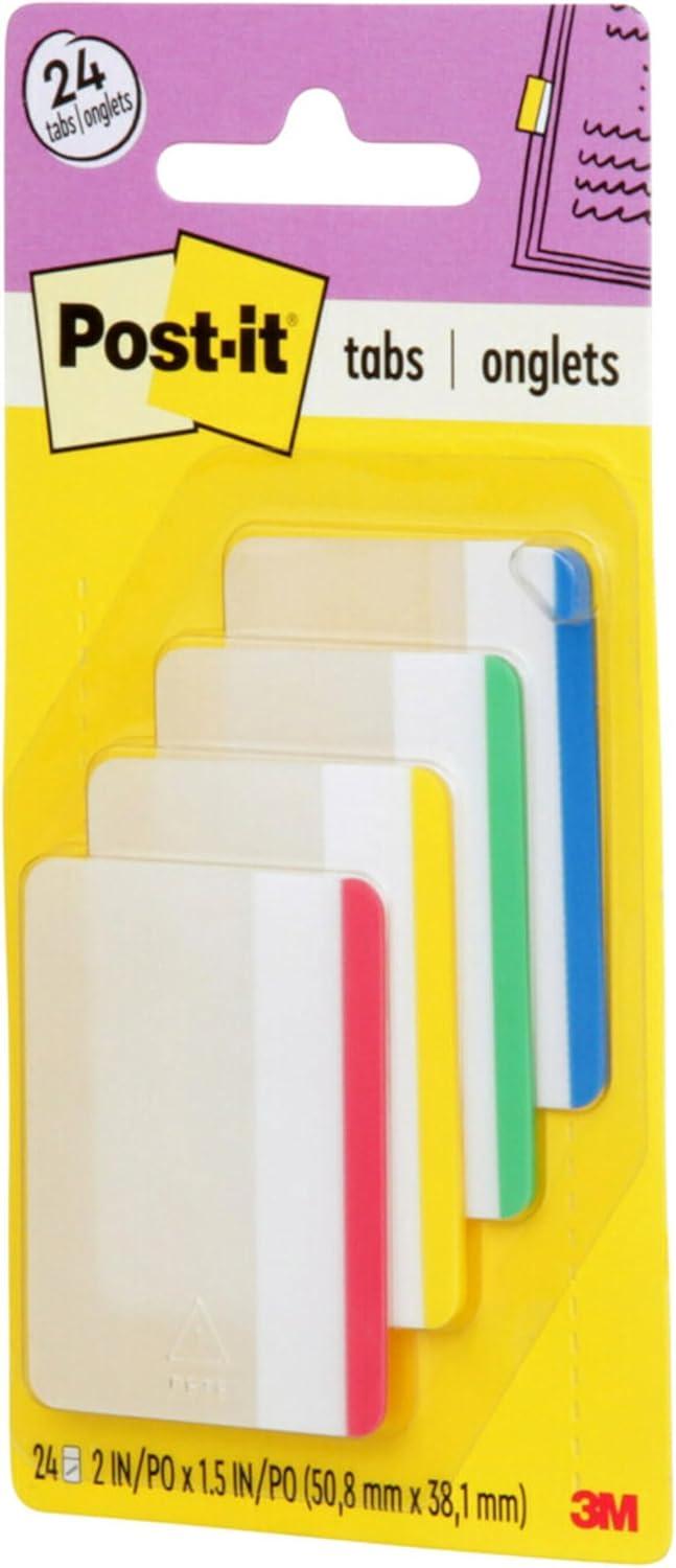 imagePostit Tabs 2 in Lined Assorted Primary Colors 6 TabsColor 4 Colors 24 TabsPack 686F1 Pack of 2