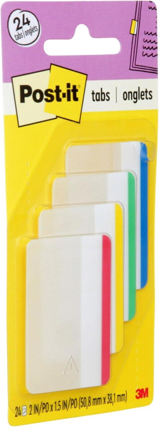 imagePostit Tabs 2 in Lined Assorted Primary Colors 6 TabsColor 4 Colors 24 TabsPack 686F1 Pack of 2