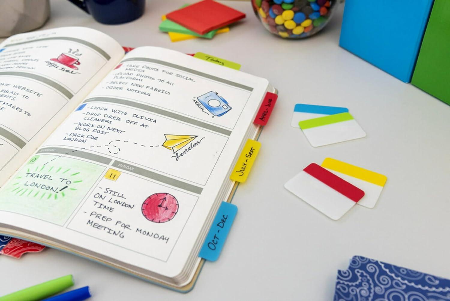 imagePostit Tabs 2 in Solid Assorted Colors 6 TabsColor 5 Colors 30 TabsPack 686ROYGB Pack of 2