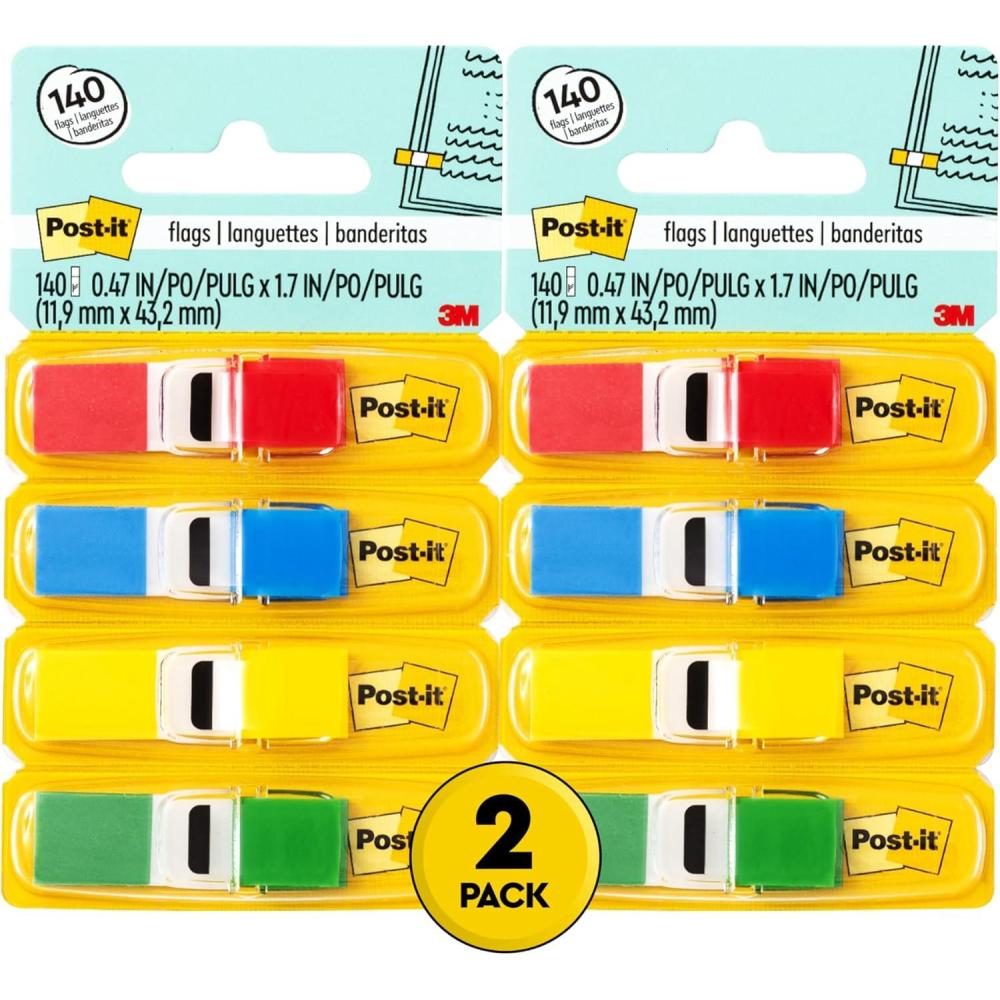 imagePostit Flags 35Dispenser 4 DispensersPack 47 in Wide Assorted Primary Colors 6834 Pack of 24 Count Pack of 2