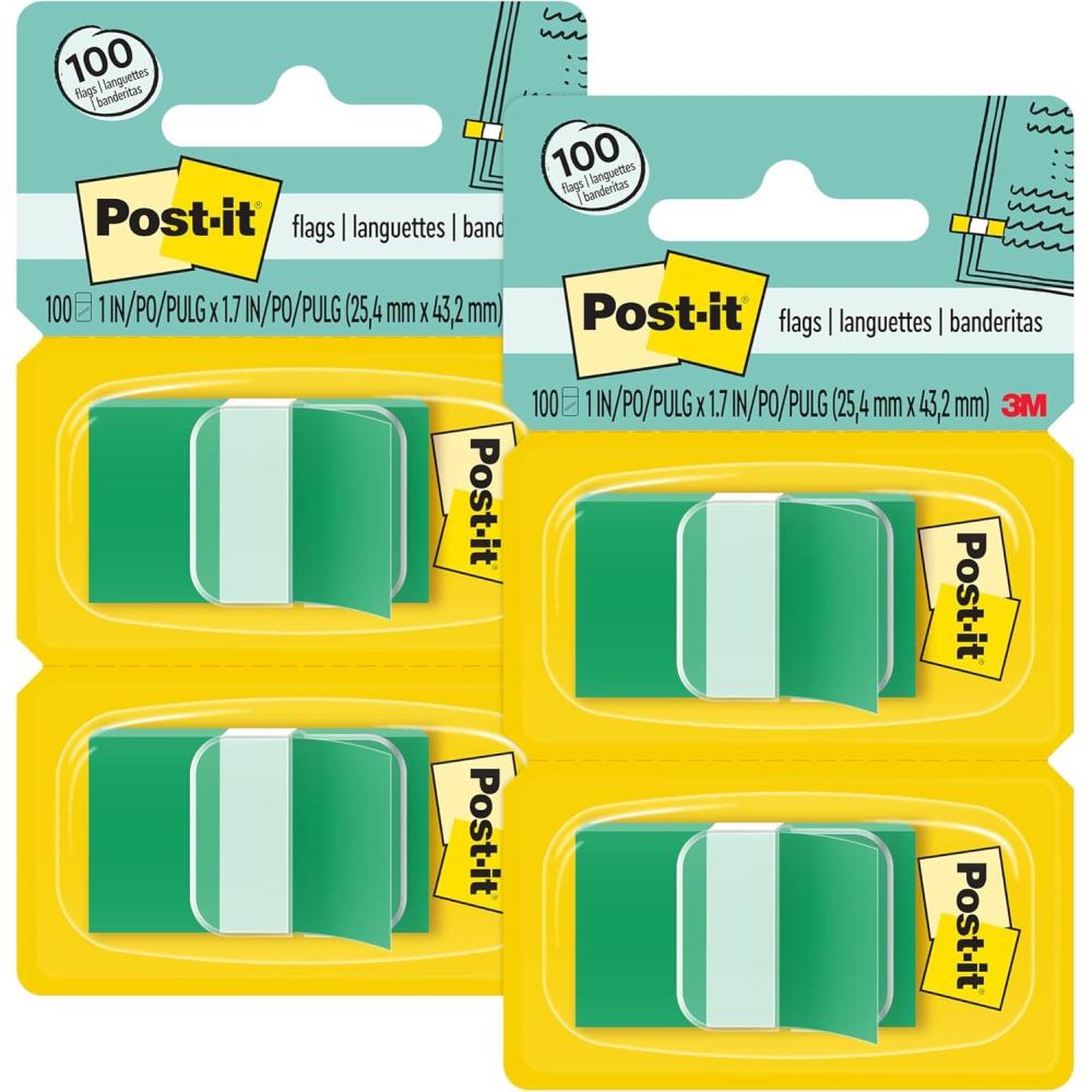 imagePostit Flags 50Dispenser 2 DispensersPack 1 in Wide Green 680GN2 Pack of 2