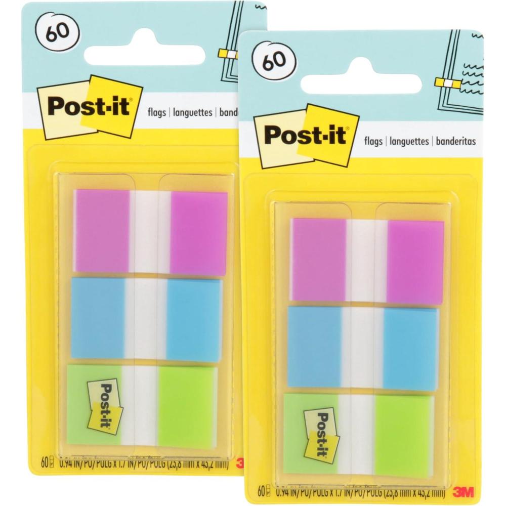 imagePostit Flags 60OnTheGo Dispenser 1 DispenserPack 1 in Wide Purple Blue Green 680PBG Pack of 2Purple  Blue  Green