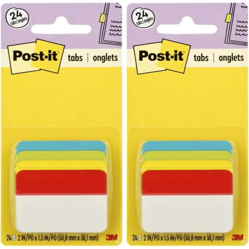 imagePostit Tabs 2 in Angled Solid Assorted Primary Colors 6 TabsColor 4 Colors 24 TabsPack 686AALYR Pack of 224 Count Pack of 2