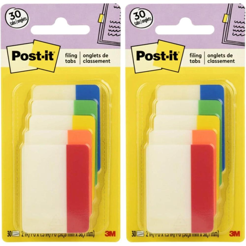 imagePostit Tabs 2 in Solid Assorted Colors 6 TabsColor 5 Colors 30 TabsPack 686ROYGB Pack of 2