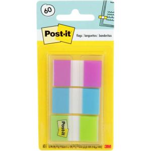 Post-it Flags, 60/On-The-Go Dispenser, 1 Dispenser/Pack, 1 in Wide, Purple, Blue, Green (680-PBG) (Pack of 2)(Multi-color)
