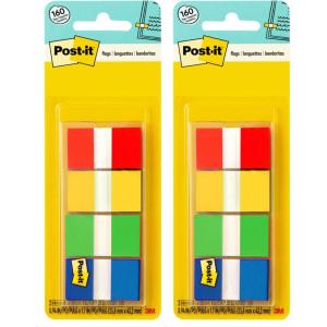 Post-it Flags, 80/On-The-Go Dispenser, 2 Dispensers/Pack, 1 in Wide, Assorted Primary Colors (680-RYGB2) (Pack of 2)