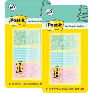 Post-it Pattern Flags, 60/On-The-Go Dispenser, 47 in, Gradient Pattern Collection (682-GRDNT) (Pack of 2)(60 Count (Pack of 2))