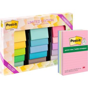 Post-it Super Sticky Notes, Limited Edition Color Collection + Post-it Greener Notes, Sweet Sprinkles Collection