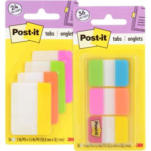 Post-it Tabs Aqua, Yellow, Pink, Red, Green, Orange and Bright Color Tabs