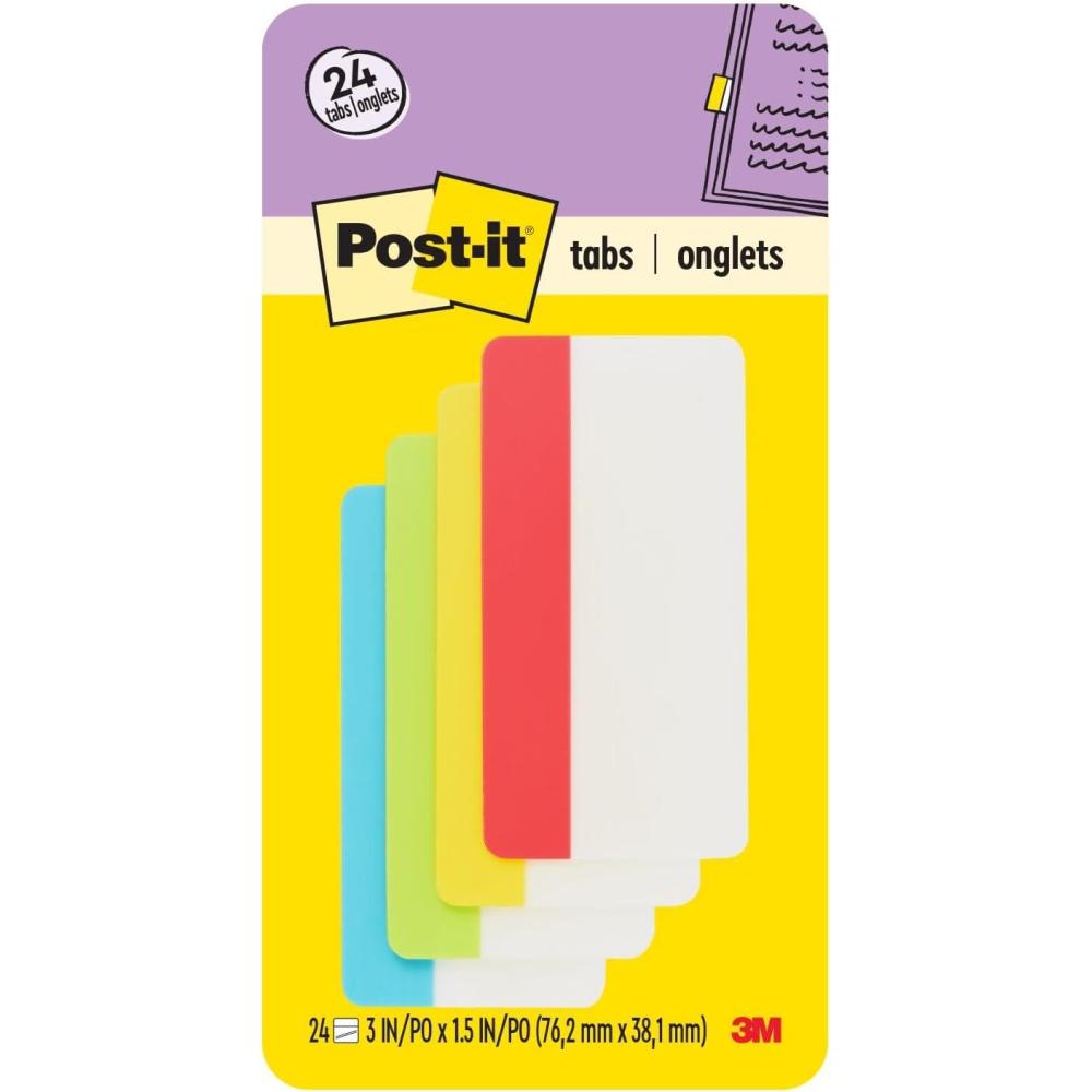 imagePostit Tabs 3 in Solid Assorted Primary Colors 6 TabsColor 4 Colors 24 TabsPack 686ALYR3IN