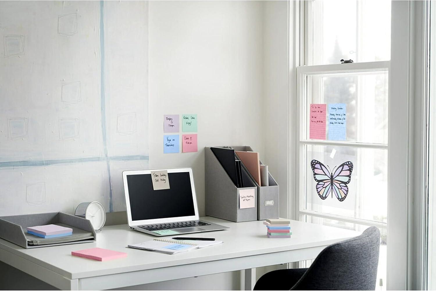 imagePostit Notes Super Sticky Recycled Notes in Wanderlust Pastels Collection Colors Note Ruled 4quot x 4quot 90 SheetsPad 6 PadsPack