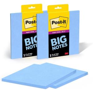 Post-it Super Sticky Big Notes, 8 in. x 8 in., Extra Large Sticky Notes in Papaya Fizz, 2 pads, 60 Sheets Total, Great for Vision Boards, Creative Projects, Study Spaces, Group Brainstorming, and More(Washed Denim)