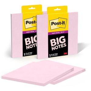 Post-it Super Sticky Big Notes, 8 in. x 8 in., Extra Large Sticky Notes in Papaya Fizz, 2 pads, 60 Sheets Total, Great for Vision Boards, Creative Projects, Study Spaces, Group Brainstorming, and More(Pink Salt)
