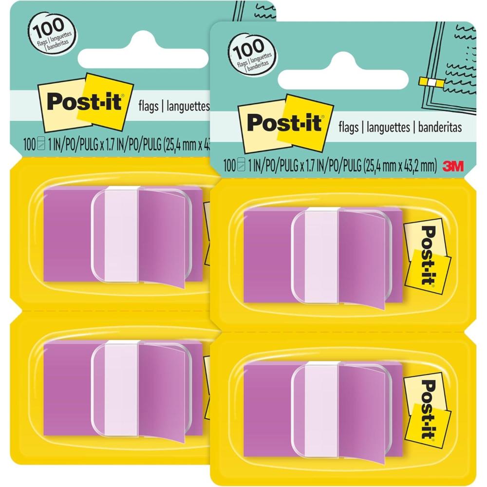 image:imagePostit Flags 50Dispenser 2 DispensersPack 1 in Wide Purple 680PU2 Pack of 203 x 27 Pack of 2