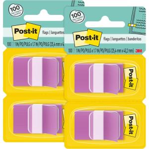 Post-it Flags, 50/Dispenser, 2 Dispensers/Pack, 1 in Wide, Purple (680-PU2) (Pack of 2)(0.3″ x 2.7″ (Pack of 2))