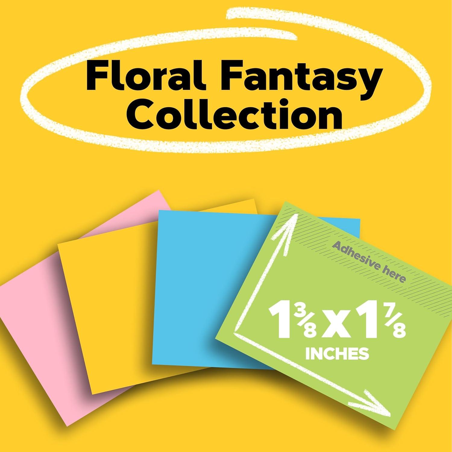 image:imagePostit Notes 1 38 in x 1 78 in 12 Sticky Notes Pads 100 Sheets per Pad Floral Fantasy Collection New Year Organization or Second Semester School Supplies