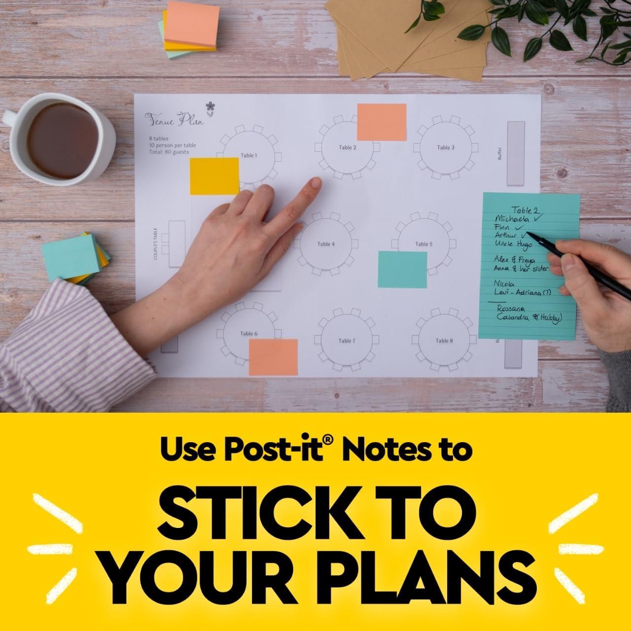 image:imagePostit Notes 3 in x 3 in 4 Sticky Note Pads 50 Sheets per Pad Beachside Caf Collection New Year Organization or Second Semester School Supplies