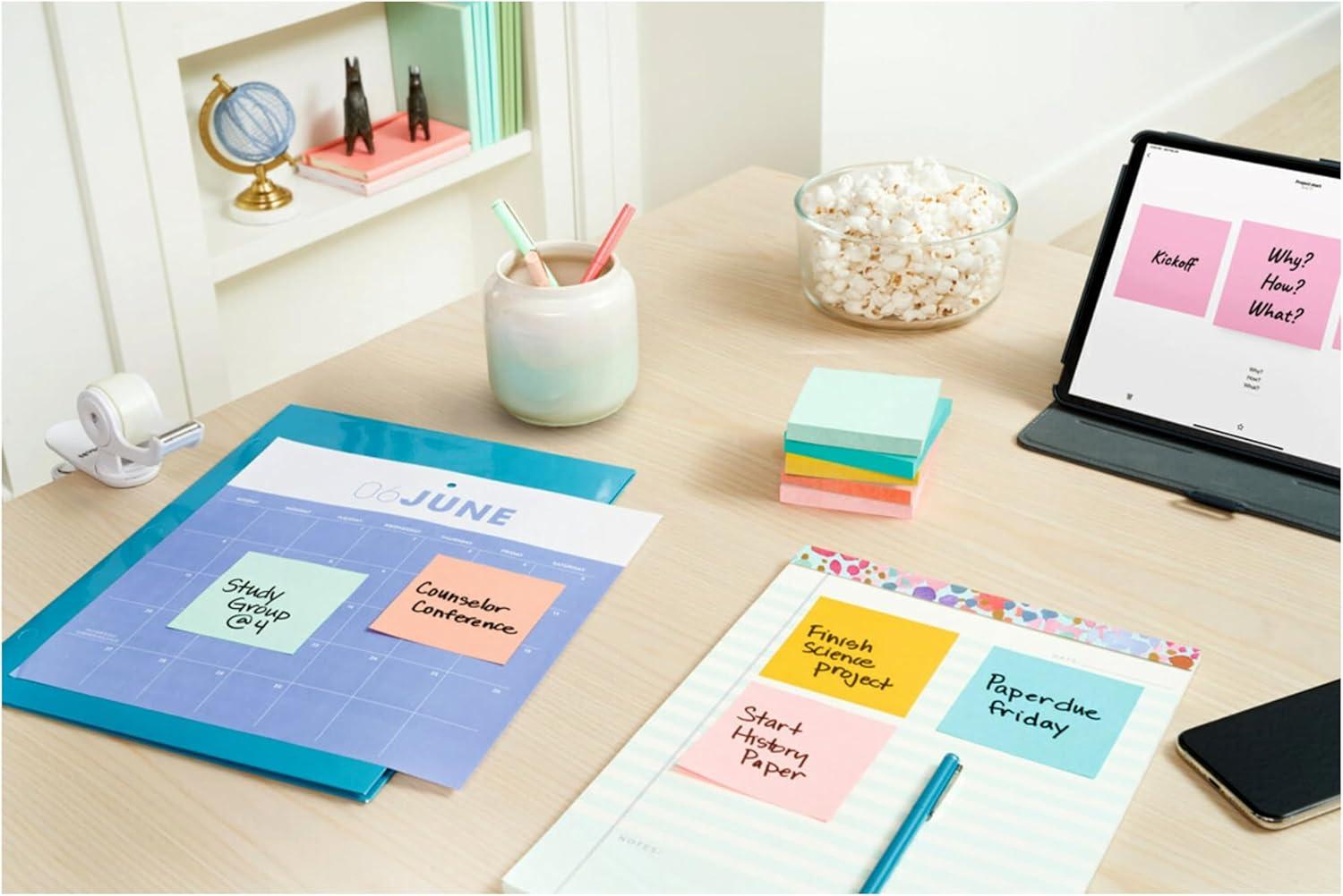 image:imagePostit Notes 3 in x 3 in 4 Sticky Note Pads 50 Sheets per Pad Beachside Caf Collection New Year Organization or Second Semester School Supplies