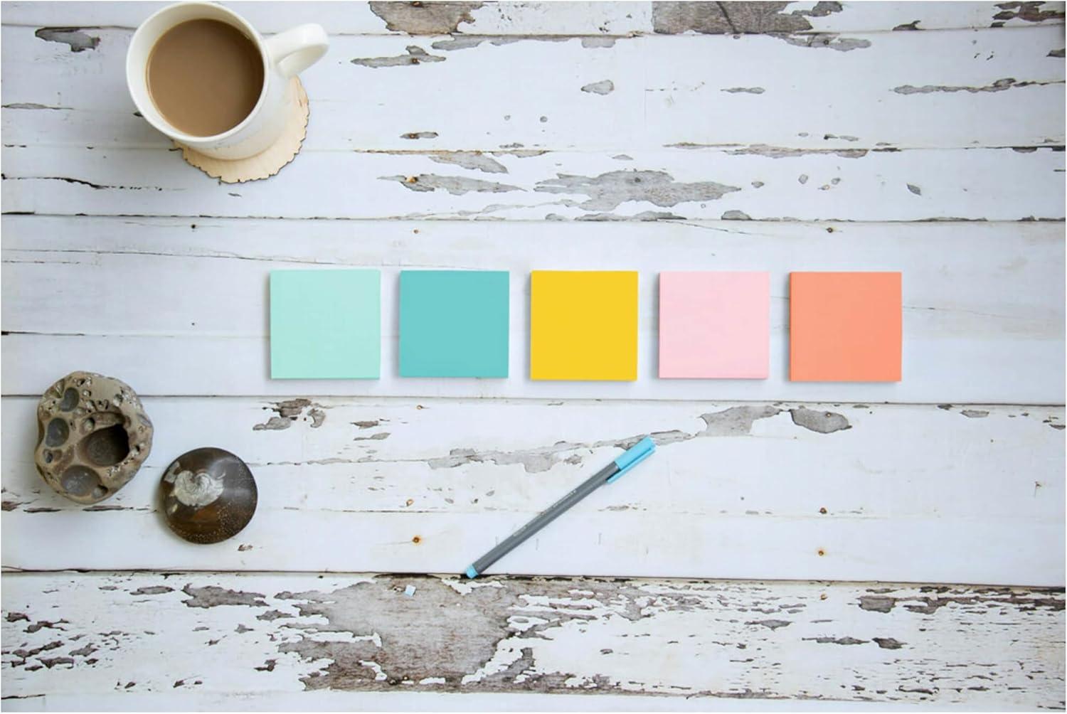 image:imagePostit Notes 3 in x 3 in 4 Sticky Note Pads 50 Sheets per Pad Beachside Caf Collection New Year Organization or Second Semester School Supplies