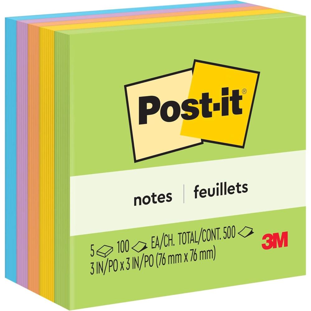 image:imagePostit Notes 3 in x 3 in 5 Sticky Notes Pads 100 Sheets per Pad Floral Fantasy Collection New Year Organization or Second Semester School Supplies