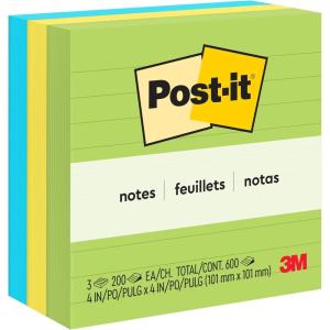 Post-it Notes, 4 in x 4 in, 3 Lined Sticky Notes Pads, 200 Sheets per Pad, Floral Fantasy Collection, New Year Organization or Second Semester School Supplies(2.5″ x 4″)