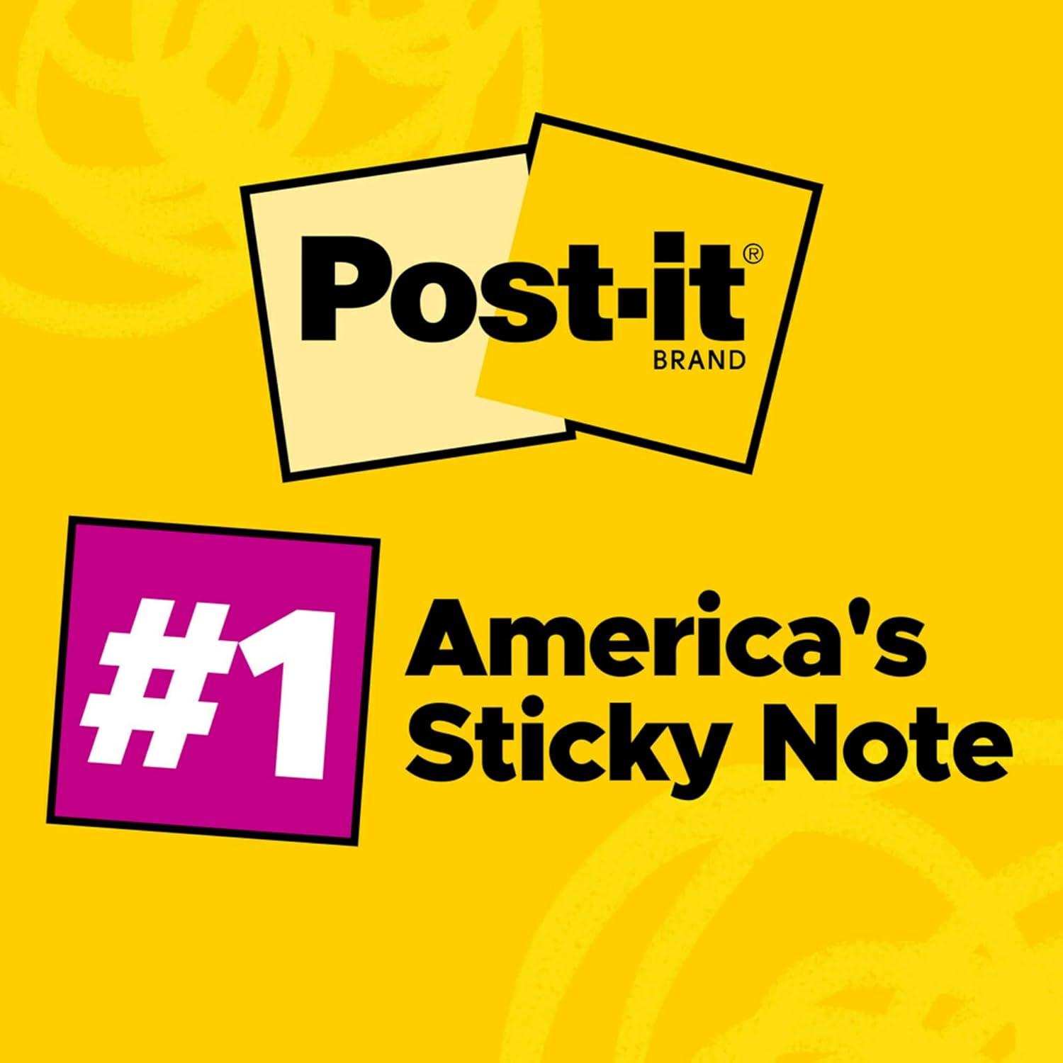 image:imagePostit Popup Notes 3x3 in 3 Pads Americas 1 Favorite Sticky Notes Floral Fantasy Collection Bold Colors Green Yellow Orange Purple Blue Clean Removal Recyclable 33013AUFF