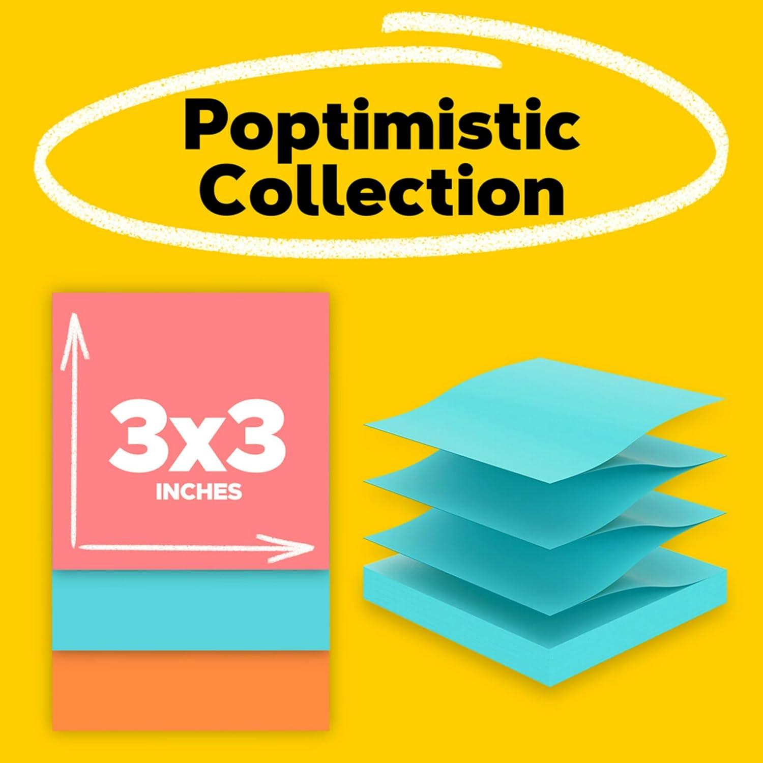 image:imagePostit Popup Notes 3x3 in 6 Pads Americas 1 Favorite Sticky Notes Poptimistic Collection Bright Colors Magenta Pink Blue Green Clean Removal Recyclable04 x 3