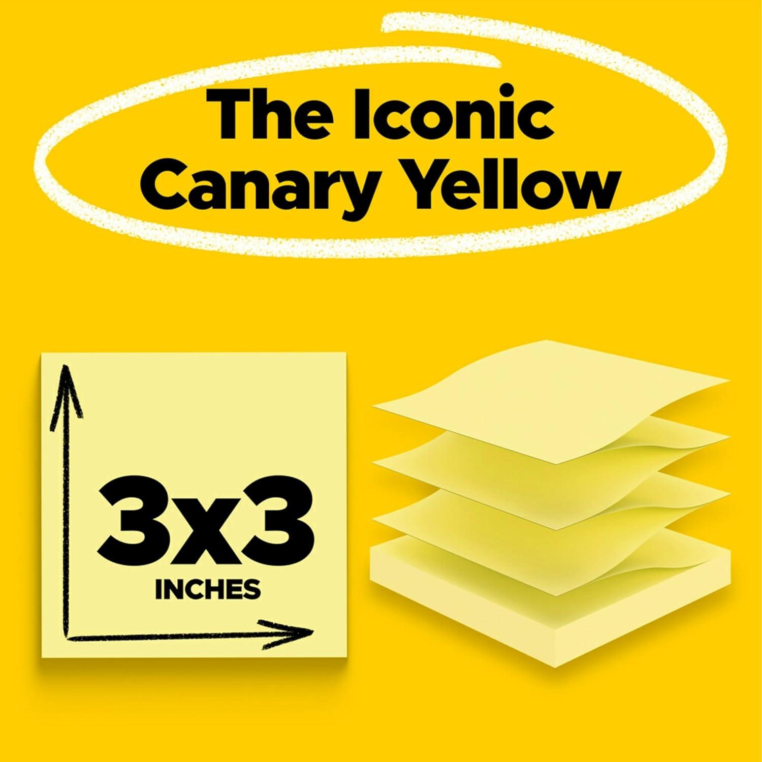 image:imagePostit Super Sticky 100 Recycled Dispenser Popup Notes 6 Sticky Note Pads 3 x 3 in 2X The Sticking Power New Year Organization or Second Semester School Supplies Canary YellowCanary Yellow